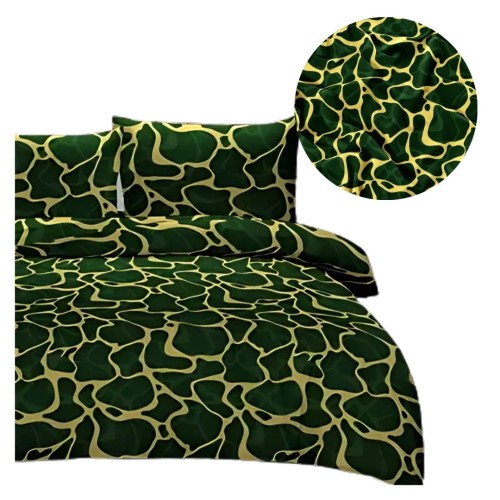 Komplet Pościeli 3D 220x200 + 2x70/80 Dżunglowy Motyw Satyna Bawełniana 2682