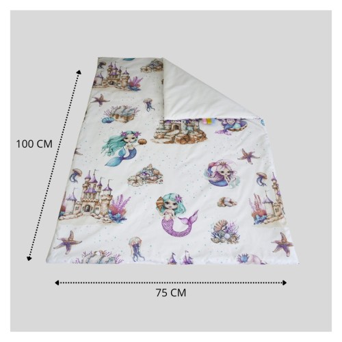 Kocyk Dziecięcy 75x100 Letni Syrenki/Biel Bawełna/Velvet
