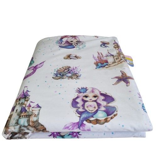 Kocyk Dziecięcy 75x100 Letni Syrenki/Biel Bawełna/Velvet