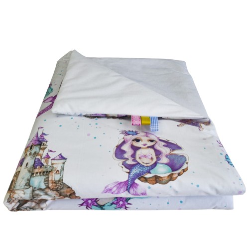 Kocyk Dziecięcy 75x100 Letni Syrenki/Biel Bawełna/Velvet