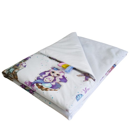 Kocyk Dziecięcy 75x100 Letni Syrenki/Biel Bawełna/Velvet