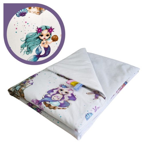 Kocyk Dziecięcy 75x100 Letni Syrenki/Biel Bawełna/Velvet