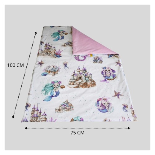 Kocyk Dziecięcy 75x100 Letni Syrenki/Róż Bawełna/Velvet
