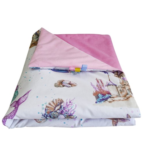 Kocyk Dziecięcy 75x100 Letni Syrenki/Róż Bawełna/Velvet