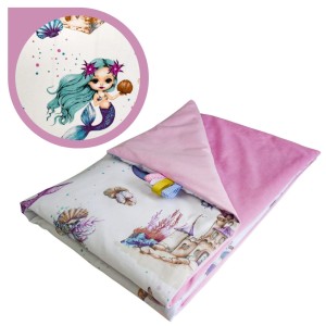 Kocyk Dziecięcy 75x100 Letni Syrenki/Róż Bawełna/Velvet