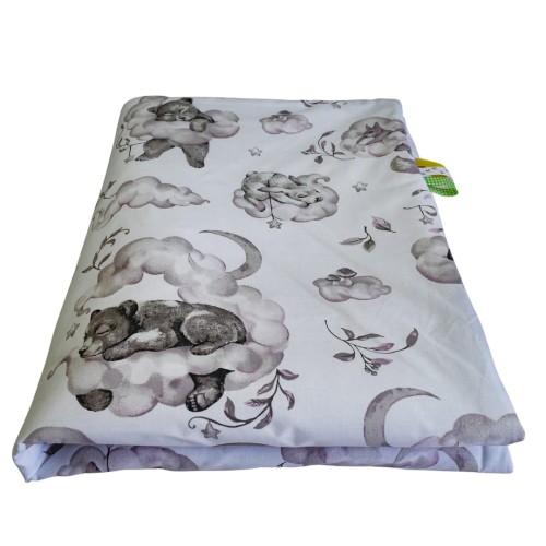 Kocyk Dziecięcy 75x100 Letni Misie Na Drabince/Biel Bawełna/Velvet