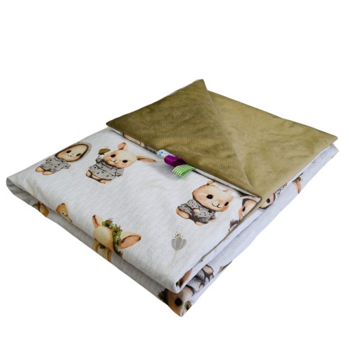 Kocyk Dziecięcy 75x100 Letni Króliczki Beż/Beż Bawełna/Velvet