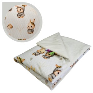 Kocyk Dziecięcy 75x100 Letni Króliczki Beż/Krem Bawełna/Velvet