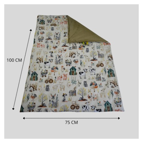 Kocyk Dziecięcy 75x100 Letni Farma Retro/Beż Bawełna/Velvet