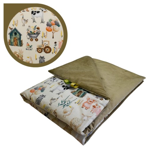Kocyk Dziecięcy 75x100 Letni Farma Retro/Beż Bawełna/Velvet