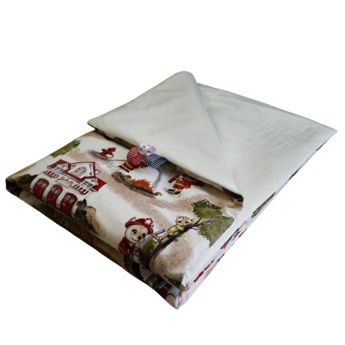 Kocyk Dziecięcy 75x100 Letni Psi Strażak/Krem Bawełna/Velvet