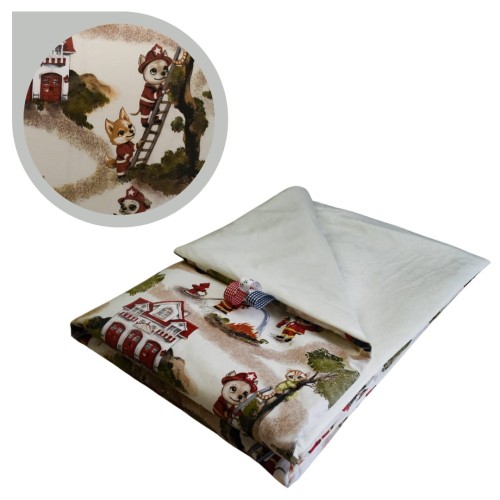 Kocyk Dziecięcy 75x100 Letni Psi Strażak/Krem Bawełna/Velvet