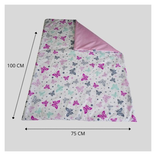 Kocyk Dziecięcy 75x100 Letni Motylki/Róż Bawełna/Velvet