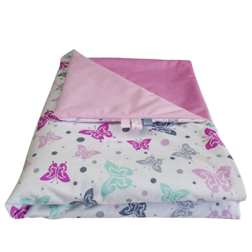 Kocyk Dziecięcy 75x100 Letni Motylki/Róż Bawełna/Velvet