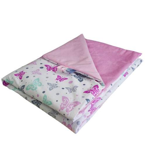 Kocyk Dziecięcy 75x100 Letni Motylki/Róż Bawełna/Velvet