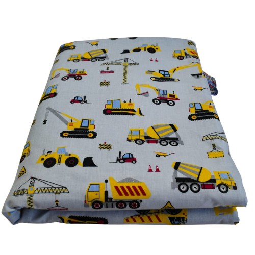 Kocyk Dziecięcy 75x100 Letni Koparki Żółte Na Szarym/Grafit Bawełna/Velvet