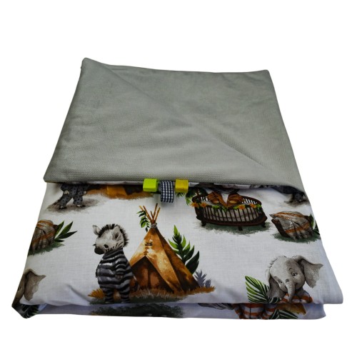 Kocyk Dziecięcy 75x100 Letni Zwierzaki Tipa/Szary Bawełna/Velvet