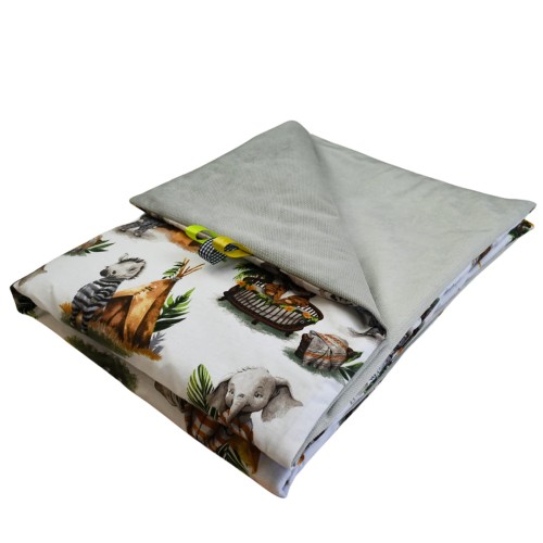 Kocyk Dziecięcy 75x100 Letni Zwierzaki Tipa/Szary Bawełna/Velvet