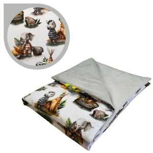 Kocyk Dziecięcy 75x100 Letni Zwierzaki Tipa/Szary Bawełna/Velvet