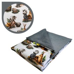 Kocyk Dziecięcy 75x100 Letni Zwierzaki Tipi/Grafit Bawełna/Velvet