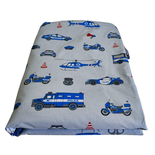 Kocyk Dziecięcy 75x100 Letni Policja Szara/Grafit Bawełna/Velvet