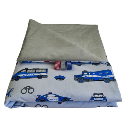 Kocyk Dziecięcy 75x100 Letni Policja Szara/Szary Bawełna/Velvet