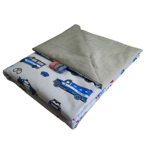 Kocyk Dziecięcy 75x100 Letni Policja Szara/Szary Bawełna/Velvet