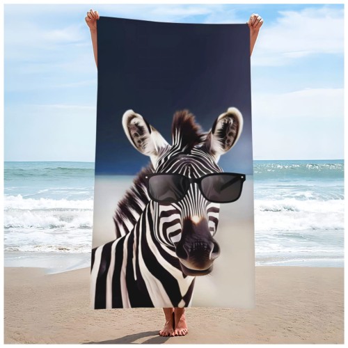 Ręcznik Plażowy Kąpielowy XXL 100x180 Zebra Szybkoschnący H93