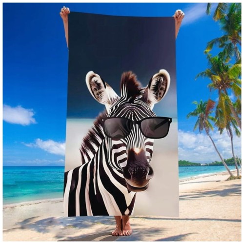 Ręcznik Plażowy Kąpielowy XXL 100x180 Zebra Szybkoschnący H93