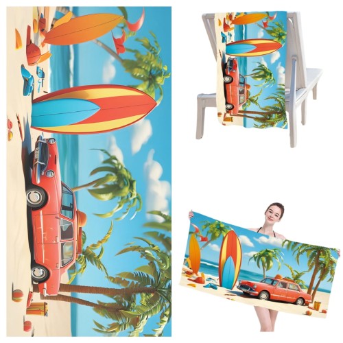 Ręcznik Plażowy Kąpielowy XXL 100x180 Samochód Szybkoschnący H103
