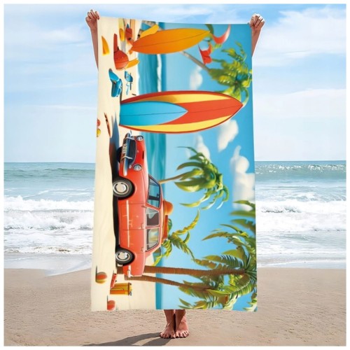 Ręcznik Plażowy Kąpielowy XXL 100x180 Samochód Szybkoschnący H103