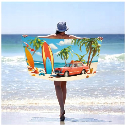 Ręcznik Plażowy Kąpielowy XXL 100x180 Samochód Szybkoschnący H103