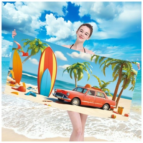 Ręcznik Plażowy Kąpielowy XXL 100x180 Samochód Szybkoschnący H103