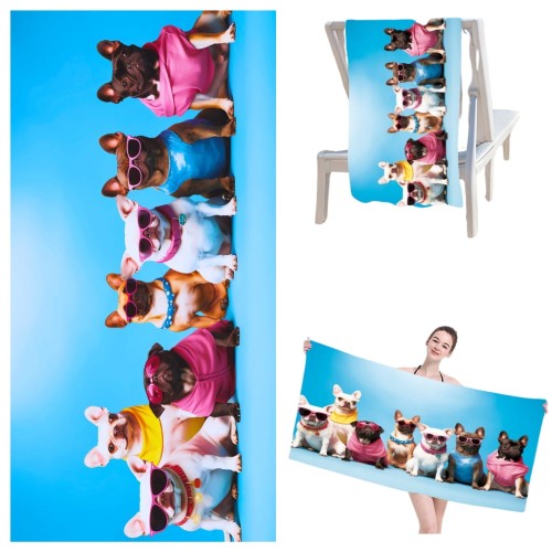 Ręcznik Plażowy Kąpielowy XXL 100x180 Buldog Szybkoschnący H126