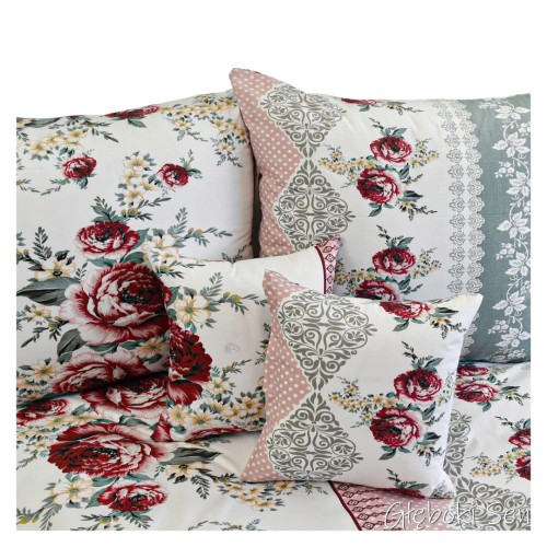 Komplet Pościeli Bawełnianej 140x200 1x70/80 Kwiaty Groszki