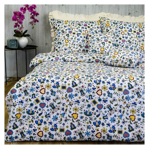 Komplet Pościeli Bawełnianej 160x200 2x70/80 Kaszuby Białe