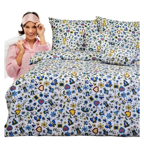 Komplet Pościeli Bawełnianej 160x200 2x70/80 Kaszuby Białe