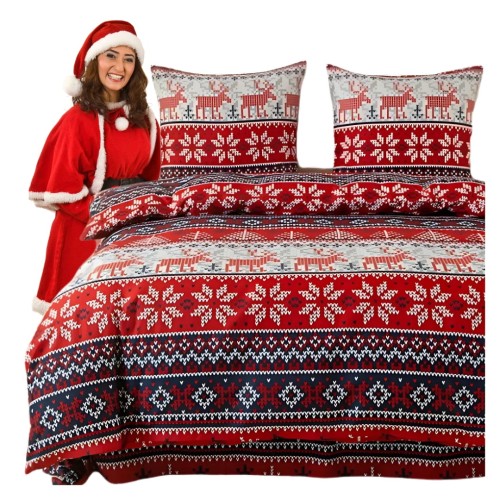 Komplet Pościeli Świątecznej Mikrowłókno 160x200 2x70x80 AML-3215