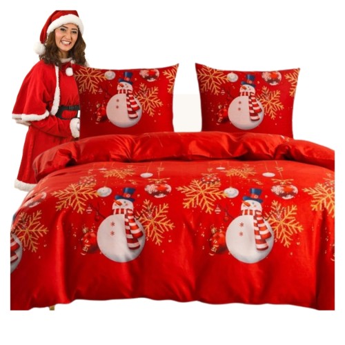 Komplet Pościeli Świątecznej Mikrowłókno 220x200 2x70x80 AML-3224