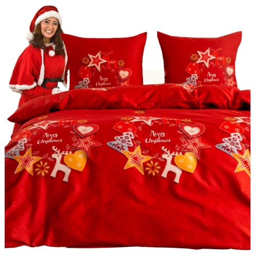Komplet Pościeli Świątecznej Mikrowłókno 220x200 2x70x80 AML-3225
