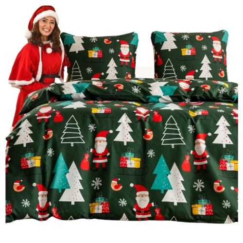 Komplet Pościeli Świątecznej Mikrowłókno 220x200 2x70x80 AML-3220