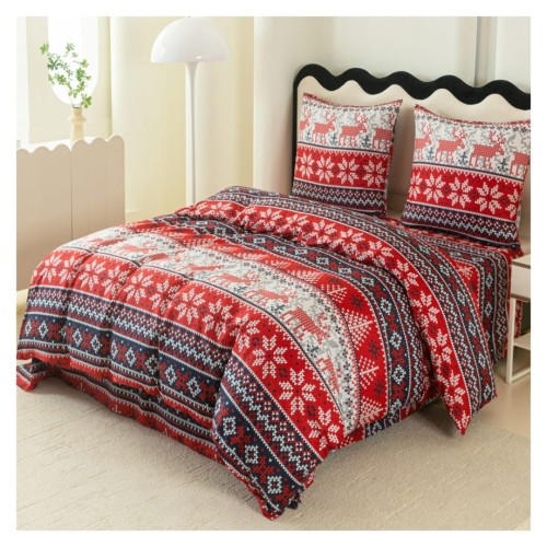 Komplet Pościeli Świątecznej Mikrowłókno 220x200 2x70x80 AML-3215