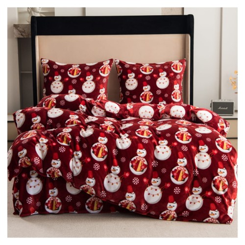 Pościel Świąteczna Mikrofibra 160x200 Bałwanki POLAR
