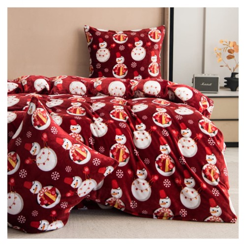 Pościel Świąteczna Mikrofibra 160x200 Bałwanki POLAR