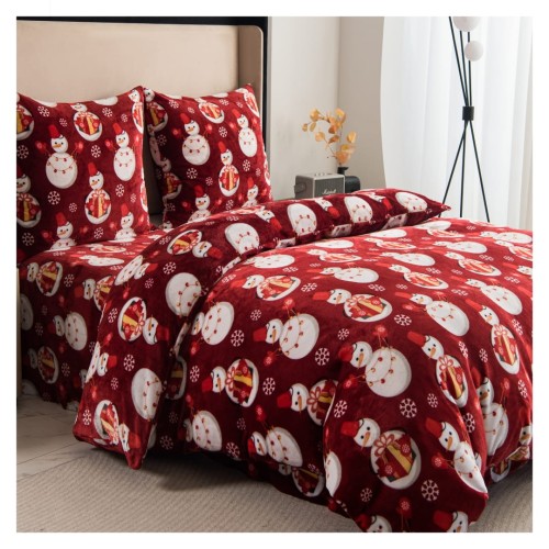Pościel Świąteczna Mikrofibra 160x200 Bałwanki POLAR