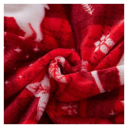 Pościel Świąteczna Mikrofibra 220x200 Renifery Krata POLAR