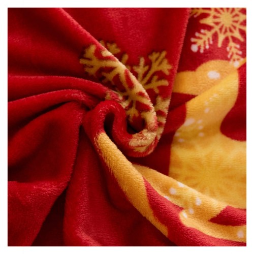 Pościel Świąteczna Mikrofibra 220x200 Złote Renifery POLAR