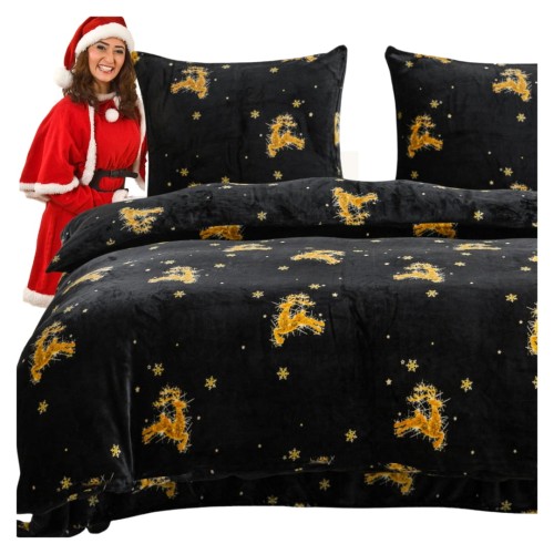 Pościel Świąteczna Mikrofibra 220x200 Nocne Renifery POLAR