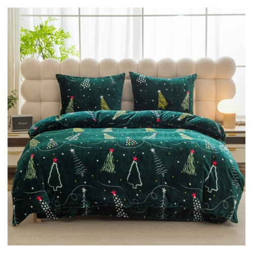 Pościel Świąteczna Mikrofibra 220x200 Świąteczne Choinki POLAR