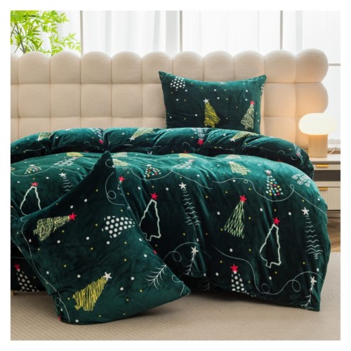 Pościel Świąteczna Mikrofibra 220x200 Świąteczne Choinki POLAR